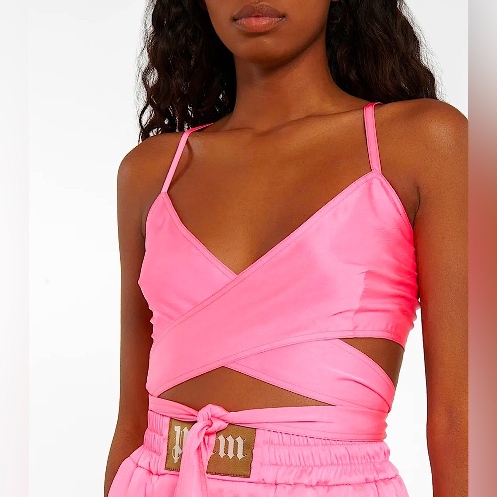 PALM ANGELS Silk Tie Bra Top